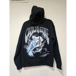 Civil Regime Hoodie Mens Medium‎ Black Graphic Pullover Fleece Sweatshirt Logo